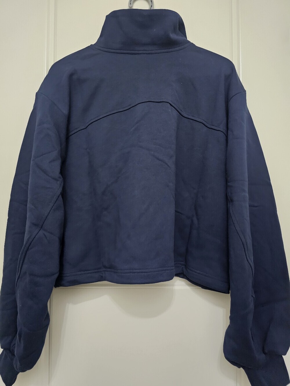 lululemon Terry Tennis  Navy Half-Zip Cropped Cowl Sweater, Size M - Picture 10 of 16